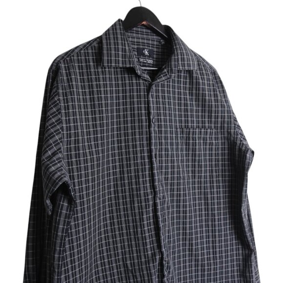 Vintage Calvin Klein Collared Button Down Windowpane Check Shirt Size 16.5 - Picture 2 of 8